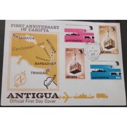 J) 1969 ANTIGUA, MAP, FIRST ANNIVERSARY OF CARIFTA, FDC