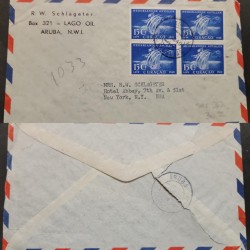 J) 1949 NETHERLAND, CURACAO, BOAT, MULTIPLE STAMPS, AIRMAIL, CIRCULATED COVER, FROM NETHERLAND TO NEW YORK