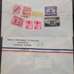 J) 1954 ECUADOR, PROVISIONAL BANK OF ECUADOR, MULTIPLE STAMPS, AIRMAIL, CIRCULATED COVER, FROM ECUADOR TO USA