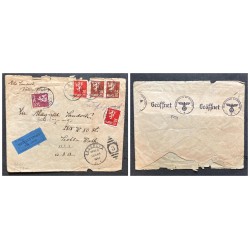 O) 1941 NORWAY,  NAZI CENSORSHIP, BROOKLYN, MED LUFTPOST, LION RAMPANT,  BARREL CANCELLATION, CIRCULATED TO USA