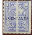 1913 HONDURAS,  HONDURAN SCENE, 2 centavos on 1 centavo violet,  SURCHARGED, SCT 141 PRINTING FLAW, MNH
