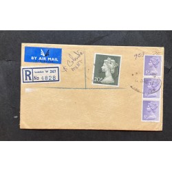 O) GREAT BRITAIN, QUEEN ELIZABETH II, AIRMAIL FROM LONDON, CIRCULATED XF