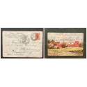 O) 1883 circa, RUSSIA, IMPERIAL EAGLE AND POST HORNS, 3k carmine, SMALL TOWN,  POSTAL CARD CIRCULATED XF