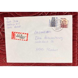 D)1987, GERMANY, COVER CIRCULATED IN GERMANY, REGISTERED MAIL, TOURISM, TOWER OF THE FRIBORG CATHEDRAL, COTT