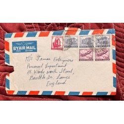 D)1967, ENGLAND, CIRCULATED COVER FROM ENGLAND TO INDIA, AIR MAIL, STAMPS WITH COMMONLY USED SERIES, PLANNING FAMILY, HA