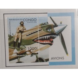 BD)1996, CONGO, FLYING TIGERS, CURTISS PLANE, WORLD WAR II. MNH