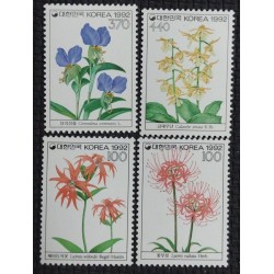 BD)1992. KOREA, PLANTS, CAMELLIA, YELLOW SHRIMP ORCHID, LYCHNIS WILFORDII, LYCORIS RADIATA, MNH