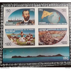 U) 1988, CHILE, CENTENARY OF THE ISLAND OF PRAGUE OF CHILE, CURRENCY HOUSE, SOUVENIR SHEET, MNH