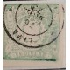 SP -O)1873 PERU, LIMA, COAT OF ARMS UN DINERO, GREEN. USED IN EXCELLENT CONDITION