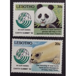 BD) 1992, LESOTHO, IN OUR HANDS, EARTH SUMMIT, GIANT PANDA, HARP SEAL, MNH