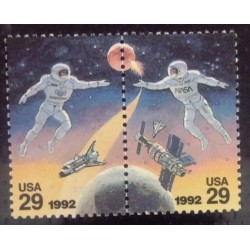 BD) 1992, USA, CONQUEST OF SPACE, JOINTLY WITH RUSSIA, ASTRONAUT AND SHIP, MNH
