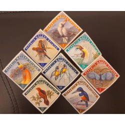 SD)1977, MALUKU SELATAN, BIRDS, BIRD OF PARADISE, ROSELLA BIRD, CRESTED COCKATO, HAWK, TROPICAL BIRD, MATTHEW, MINT