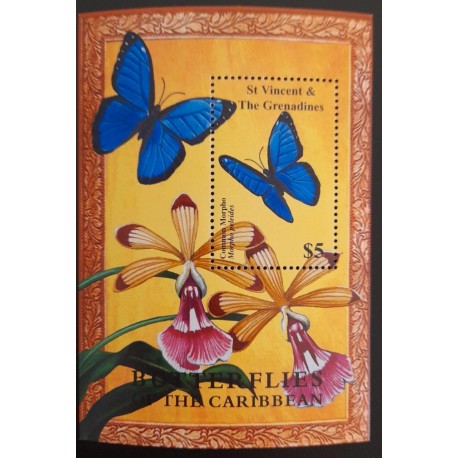 SD)2001, SAINT VINCENT AND THE GRENADINES, BUTTERFLIES, ANDEAN BLUE MORPH, MNH