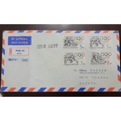 SD)1984, CZECHOSLOVAKIA, CIRCULATED COVER, REVISED MAIL, OLYMPIC GAMES AIR MAIL