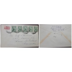 O) COLOMBIA, FROM BARRANCABERMEJA, SIMON BOLIVAR 1 centavo green, STRIP, SURPLUS FOR CONSTRUCTION, CIRCULATED COVER TO CANADA
