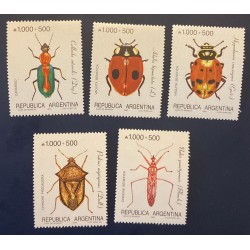SB) 1990 ARGENTINA, INSECTS,  BEETLES,  CARABIDO,  VAQUITA, BENEFICA, CHINCHE, CHINCHE BENEFICA, SET MNH