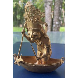 O) TUMBAGA DETAILS ABOUT COPPER AND GOLD ALLOY, CACIQUE FISHERMAN, CANOE, COLUMBIAN FIGURE THIS IS AN ELEMENT THAT IS CALLED
