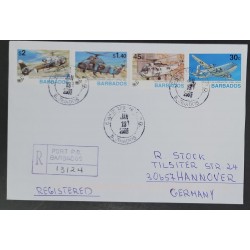 O) 2003 BARBADOS, HELICOPTERS, DOUGLAS, ROYAL NVAY SEA KING, WESSEX UNFICYP, GAZELLE  UNFICYP, COVER REGISTERED TO GERMANY