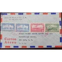 O) COSTA RICA, MAIL PLANE ABOUT TO LAND,  PUNTARENAS, AIRPORT ADMINISTRATION BUILDING, LA SABANA, CIRCULATED COVER TO USA