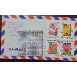 O) 1996 PHILIPPINES, ORCHIDS. EXOTIC FLOWERS, MOSCOMBE, BENIGNO, TANGERINE, ROSELYN, AIRMAIL, CIRCULATED XF