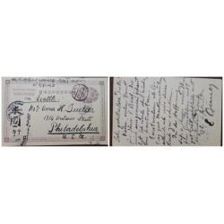 O) JAPAN, IMPERIAL CREST 4Sn, VIA SEATTLE,  POSTAL STATIONERY CIRCULATED TO PHILADELPHIA, XF