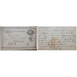 O) 1906 JAPAN, TOKIO, IMPERIAL CREST 4Sn, JAPANESE CHARACTERS, POSTAL STATIONERY CIRCULATED TO USA