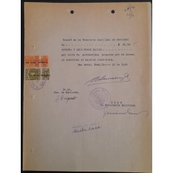 SD)1929, MEXICO, MUNICIPAL PRESIDENCY, SAN PEDRO, PAYMENT RECEIPT WITH TAX STAMPS