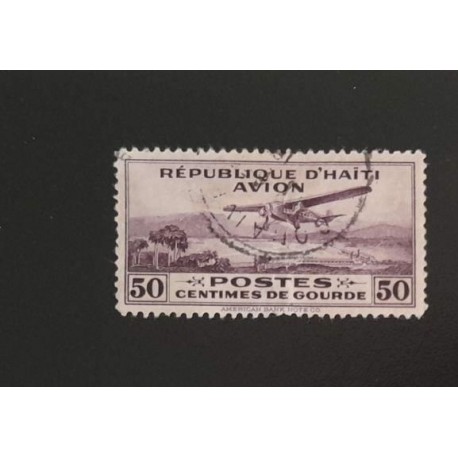 SD)1929,HAITI, FOKKER SUPER TRIMOTOR FLYING OVER, PORT-AU-PRINCE, USED