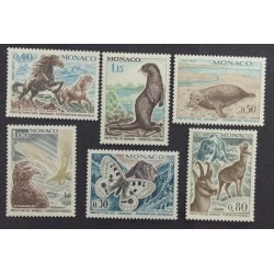 SD)1970, MONACO, WORLD FEDERATION FOR THE PROTECTION OF ANIMALS, HORSE, SEA SEAL, PYGARGUE, BUTTERFLY, MNH
