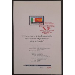 SD)2002, MEXICO, 25TH ANNIVERSARY OF THE RESUMPTION OF DIPLOMATIC RELATIONS MEXICO-SPAIN, FIRST DAY OF ISSUE, FDC