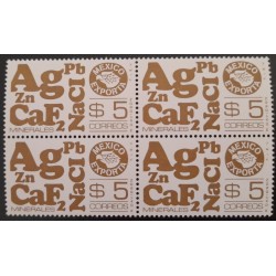 SD)1982, MEXICO, MEXICO EXPORTS MINERAL, BLOCK OF 4 MNH