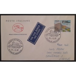 SD)1997, ITALY, COVER CIRCULATED FROM ITALY TO CHILE, AIR MAIL, ROME FAIR, FIRST DAY OF ISSUE, FDC
