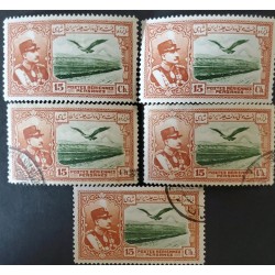 O) 1930 circa, IRAN, REZA SHAH PAHLAVI AND EAGLE 15c brown and green, USED EXCELLENTE CONDITION