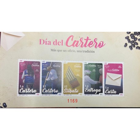 O) 2021 MEXICO, POSTMAN'S DAY, BAG ON BICYCLE, POSTMAN IN CANO, WHISTLE, DELIVERY, LETTER, SOUVENIR MNH
