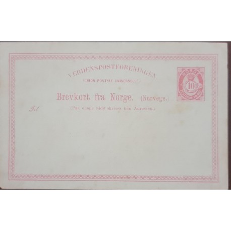 O) NORWAY, POST HORN  - CROWN, 10o rose, POSTAL STATIONERY UNUSED