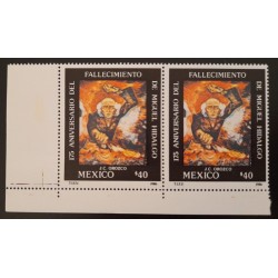 SD)1986, MEXICO, 175TH ANNIVERSARY OF THE DEATH OF MIGUEL HIDALGO, WITH CORNER OF LEAF, MNH