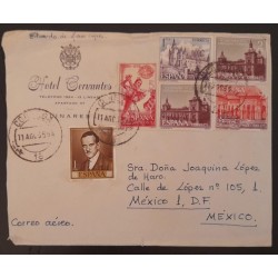 SD)1965, SPAIN, COVER FROM SPAIN TO MEXICO, AIR MAIL, HOTEL CERVANTES