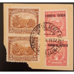 SD)1932, COLOMBIA, SCDTA, MINING AND AGRICULTURE PRINTING, COFFEE, FRAGMENT
