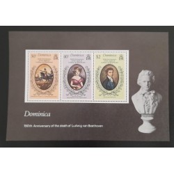 SD)DOMINICA. ANNIVERSARY OF THE DEATH OF LUDWIG VAN BEETHOVEN. SOUVENIR SHEET. MNH