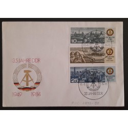 SD)1984, GERMAN DEMOCRATIC REPUBLIC, COVER, 35TH ANNIVERSARY OF THE FOUNDATION OF THE GDR, STEEL COMPLEX, ARMED
