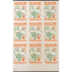 O) 1953 GUATEMALA, SCT C189 4c, BLOCK IMPERFORATED, WHITE NUN, NATIONAL FLOWER NATIONAL,  WRIGHT BANK NOTE, NATIONAL FAIR, MNH