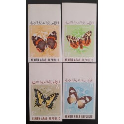SD)1966, YEMEN, BUTTERFLIES, RED ADMIRAL, GYPSY BUTTERFLY, MACAON BUTTERFLY, AFRICAN SWALLOWTAIL, IMPERFORATED,