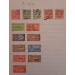 SD)INDIA, SHEET WITH USED STAMPS, DIFFERENT CANCELLATIONS, SOME WITH OVERLOAD. USED