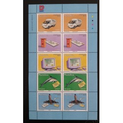 SD)NAMIBIA. TRANSPORT. MAIL. COMPUTING. DOLPHINS. PLANE. POST DAY. SOUVENIR SHEETS. MNH.