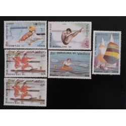 SD)1991.LAOS, BARCELONA SPAIN OLYMPIC GAMES, SWIMMING, TRAMPOLINE, ROWING, SAILING, MNH