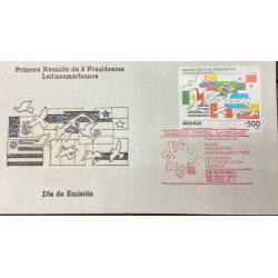 P) 1987 MEXICO, 1ST MEETING OF EIGHT LATIN AMERICAN PRESIDENTS, ACAPULCO, FLAG, FDC, XF
