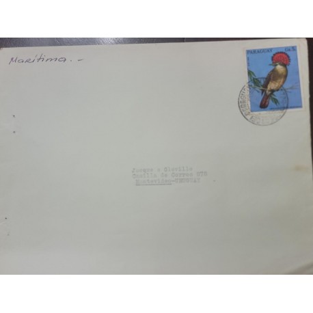 PARAGUAY, MARITIME CORRESPONDENCE, ROYAL FLYCATCHER, CIRCULATED TO MONTEVIDEO