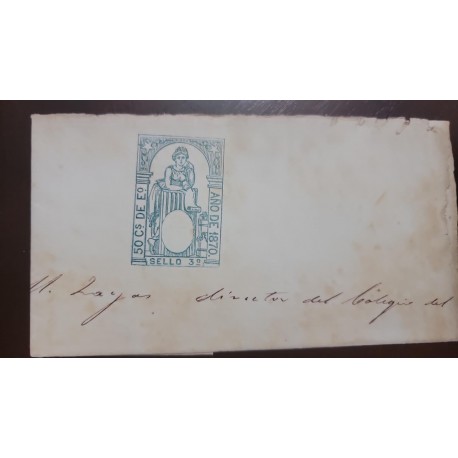 1870 SPAIN, JUDICIAL SEAL, REVENUE, TAX,  50c de E,  CIRCULATED