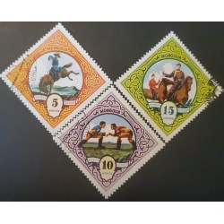 P) 1959 MONGOLIA, MONGOLIAN SPORTS, HORSES, HORSEBACK RIDING, SHOWS WRESTLES, SERIE POSTAL SERVICE SERIE USED