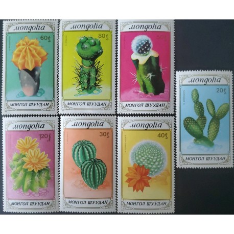 P) 1989 MONGOLIA, CACTUS, DIFFERENT SPECIES, SERIE COMPLETE STAMP MNH